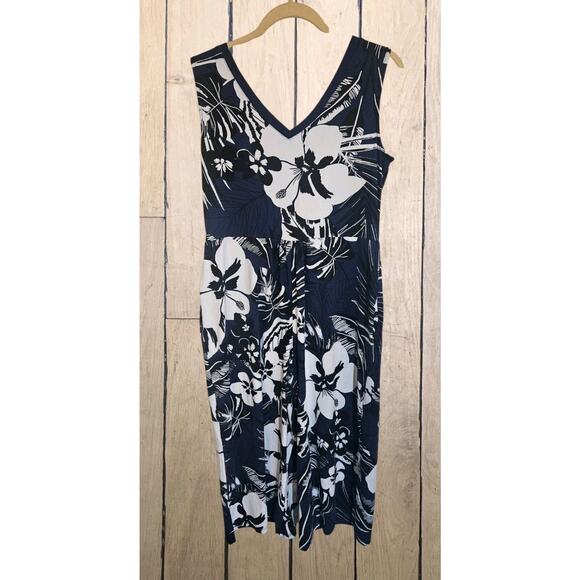 Cuddl Duds Printed Wide Leg Flexwear V-Neck Jumpsuit Romper w Pockets PM - Picture 2 of 3